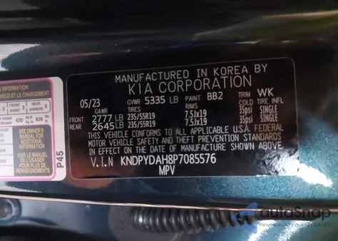 2023 Kia Sportage Plug-In Hybrid X-Line z USA, uszkodzony, nr VIN KNDPYDAH8P7085576